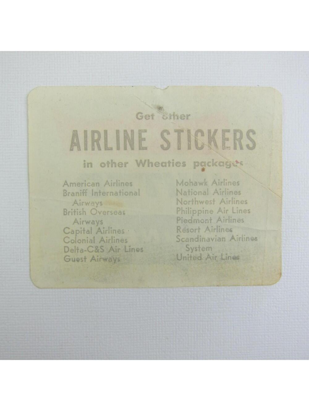 United Airlines Label Wheaties Premium Promo Sticker Vintage 1950s - Picture 10 of 12